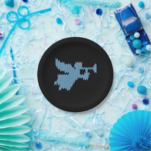 Angel Ugly Weihnachtssüßchen Knitting Blau Pappteller (Party)