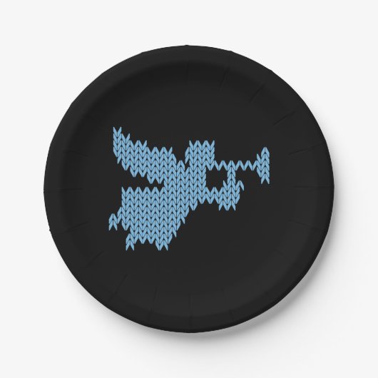 Angel Ugly Weihnachtssüßchen Knitting Blau Pappteller (Vorderseite)