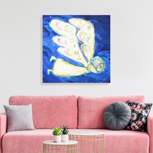 Angel- und Baby-Malerei (Grosser Platz - Randwrap) Leinwanddruck (Insitu (Wohnzimmer))