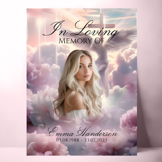 Angel- und Cross Memorial-Begrüßungszeichen Poster