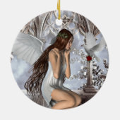Angel und ihre Taube Keramik Ornament (Hinten)