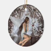 Angel und ihre Taube Keramikornament (Links)