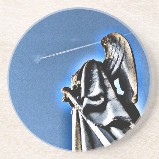 Angel und Kontrail Sandstein Untersetzer (Vorne)