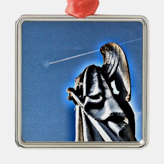 Angel und Kontrail Silbernes Ornament (Vorne)