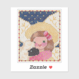 Angel- und Lamm-Aufkleber Aufkleber