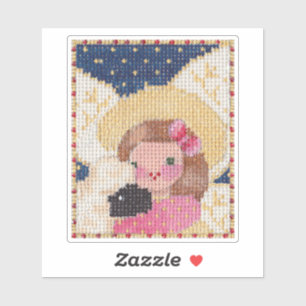 Angel- und Lamm-Aufkleber Aufkleber