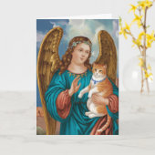 Angel und Orange Tabby Cat Karte (Gelbe Blume)
