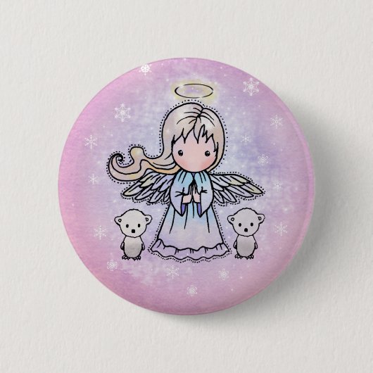 Angel und Polar Bears Holiday Button (Vorderseite)
