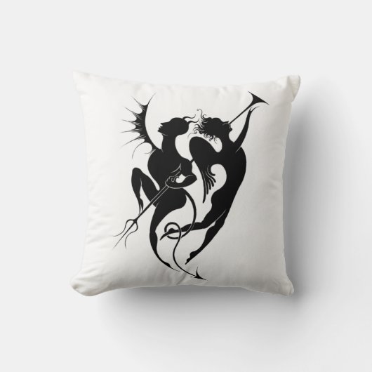 Angel und Silhouette des Teufels Kissen (Vorderseite)