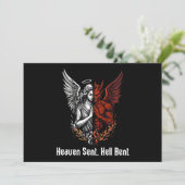 Angel und Teufel Half Himmel Sent Hell Bent Einladung (Stehend Vorderseite)