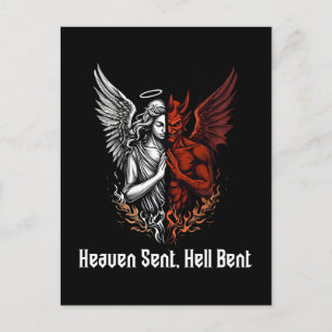 Angel und Teufel Half Himmel Sent Hell Bent Feiertagspostkarte