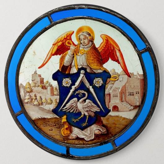 Angel und Wappen aus dem Mittelalter Button (Vorderseite)