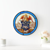 Angel und Wappen aus dem Mittelalter Große Wanduhr (Zuhause)