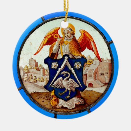 Angel und Wappen aus dem Mittelalter Keramik Ornament (Vorne)
