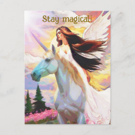 Angel Unicorn Bleibe Magisches Wasserfarbangebot K Postkarte