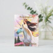 Angel Unicorn Bleibe Magisches Wasserfarben Art Mo Postkarte (Stehend Vorderseite)