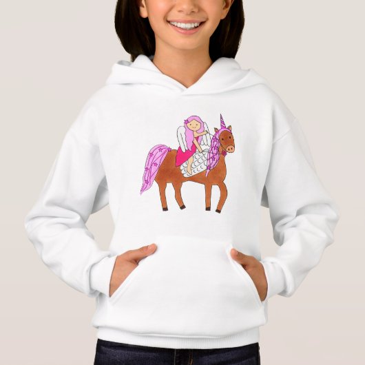 Angel Unicorn Girls Pullover Hoodie (Vorderseite)
