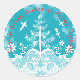 Angel-Utensilien aus der Küche des Weihnachtslabel Runder Aufkleber