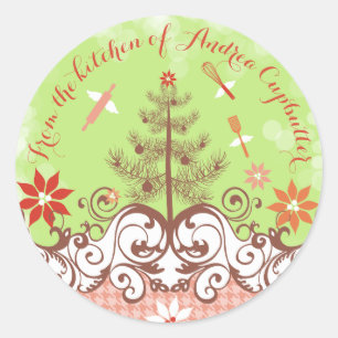 Angel-Utensilien aus der Küche des Weihnachtslabel Runder Aufkleber