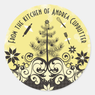 Angel-Utensilien aus der Küche des Weihnachtslabel Runder Aufkleber
