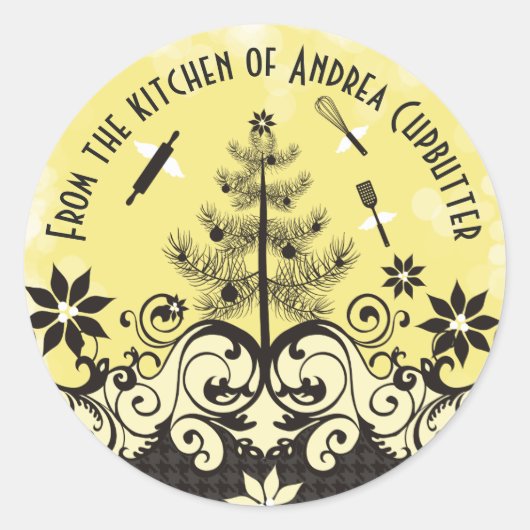 Angel-Utensilien aus der Küche des Weihnachtslabel Runder Aufkleber (Vorderseite)