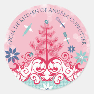 Angel-Utensilien aus der Küche des Weihnachtslabel Runder Aufkleber