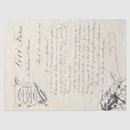 Angel, Vintager Juwelier Seidenpapier (Vorderseite)