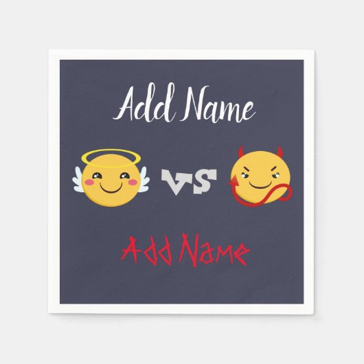 Angel vs Devil Emoji PErsonalize Serviette (Vorderseite)