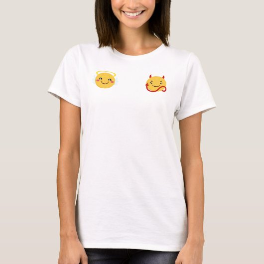 Angel vs Devil Emoji PErsonalize T-Shirt (Vorderseite)