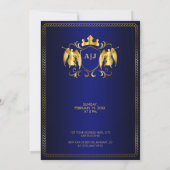 Angel-Wappen | Gold Royal Blue Luxury Einladung (Rückseite)