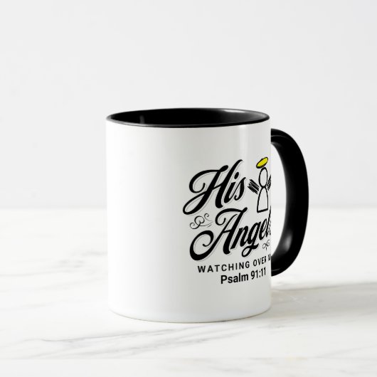 ANGEL WATCHING ÜBER MIR VERSPRECHEN - Psalm 91:11 Tasse (VorderseiteRechts)