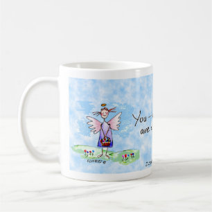 Angel Watercolor Zeichne Lila Blau und Grün Kaffeetasse