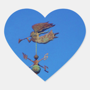 Angel Weather Vane Bright Blue Sky Herz-Aufkleber