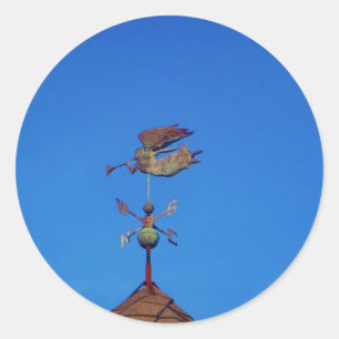 Angel Weather Vane Bright Blue Sky Runder Aufkleber