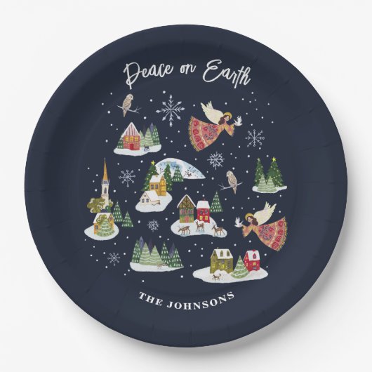 Angel Weltfrieden Christmas Pappteller (Vorderseite)