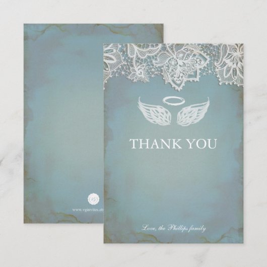 Angel Wing Cherub Danke Karte (Vorne/Hinten)