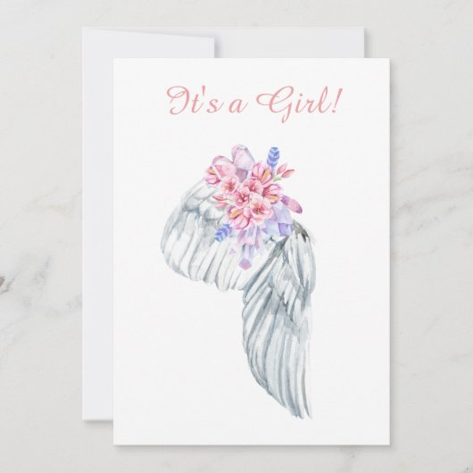 ~ Angel Wing Feathers Crystals Shower Einladung (Vorderseite)