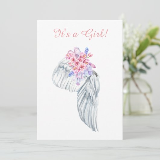 ~ Angel Wing Feathers Crystals Shower Einladung (Stehend Vorderseite)