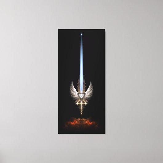 Angel Wing Schwert von Arkledious Sp Blk Canvas Pr Leinwanddruck (Vorderseite)
