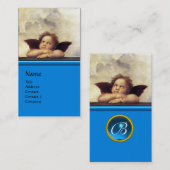 ANGEL Winged Cherub Monogram Blue Sapphire silber Visitenkarte (Vorne/Hinten)