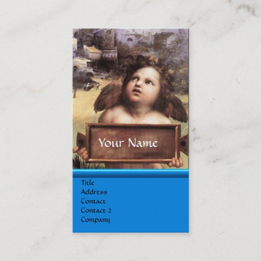 ANGEL Winged Cherub Monogram Blue Sapphire silber Visitenkarte (Vorderseite)