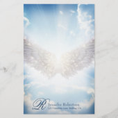 Angel Wings and Clouds Monogram Stationery Briefpapier (Vorderseite)