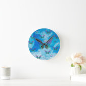 Angel Wings and Clouds Runde Wanduhr (Zuhause)