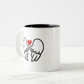 Angel Wings and Heart Minimalis 天使の羽とハートのシンプルマグカップ Zweifarbige Tasse (Vorderseite Links)