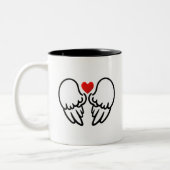 Angel Wings and Heart Minimalis 天使の羽とハートのシンプルマグカップ Zweifarbige Tasse (Links)