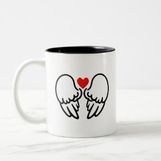 Angel Wings and Heart Minimalis 天使の羽とハートのシンプルマグカップ Zweifarbige Tasse