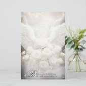 Angel Wings and Rose Monogram Stationery Briefpapier (Stehend Vorderseite)