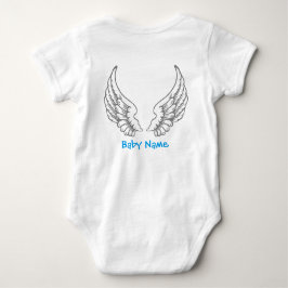 Angel Wings Baby Name Blue Bodysuit Gray Baby Strampler