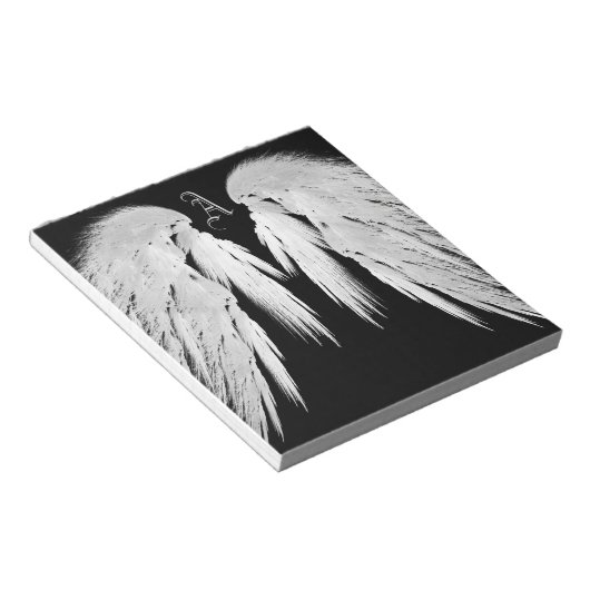 ANGEL WINGS Black Custom Monogram Notizblock (angewinkelt)