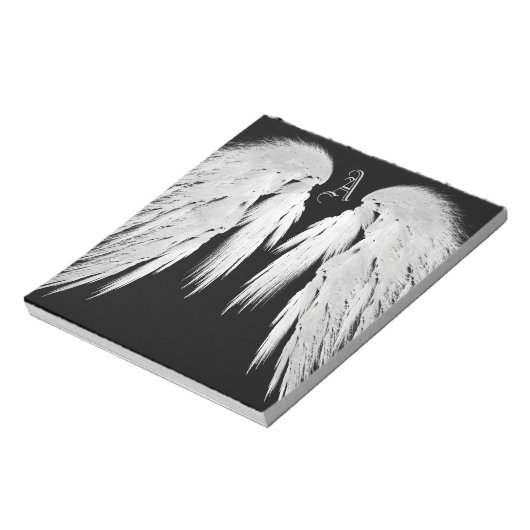 ANGEL WINGS Black Custom Monogram Notizblock (Rotiert)
